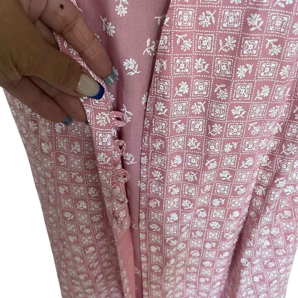 Vintage Olivia Rose New York Pink Floral Button-Front Dress Size 16W Rayon Short - Picture 3 of 5